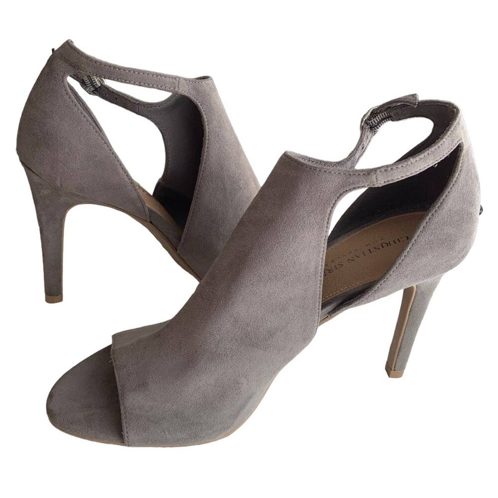 Christian Siriano Size 8.5 Peep Toe Faux Suede Heels